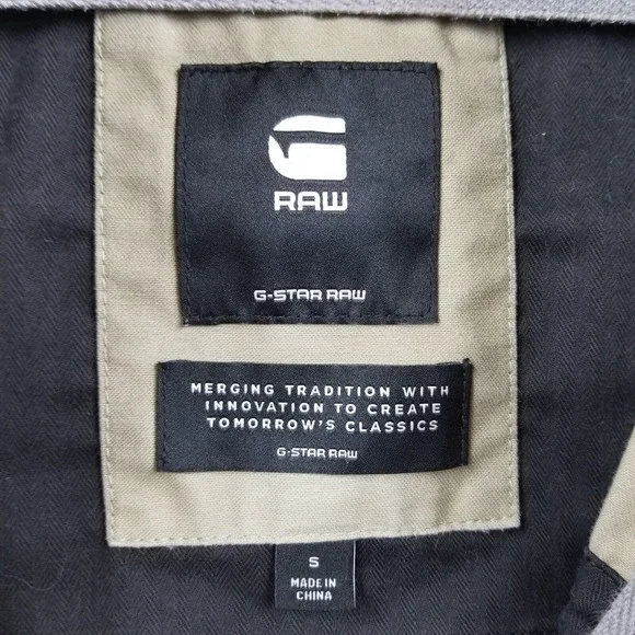 G Star Raw Jacket Men S Beige Bomber Collar Overshirt 2.0 Full Zip Pockets Chore